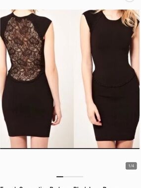French Connection Dani Lace Open Back Dress In Black Size 12